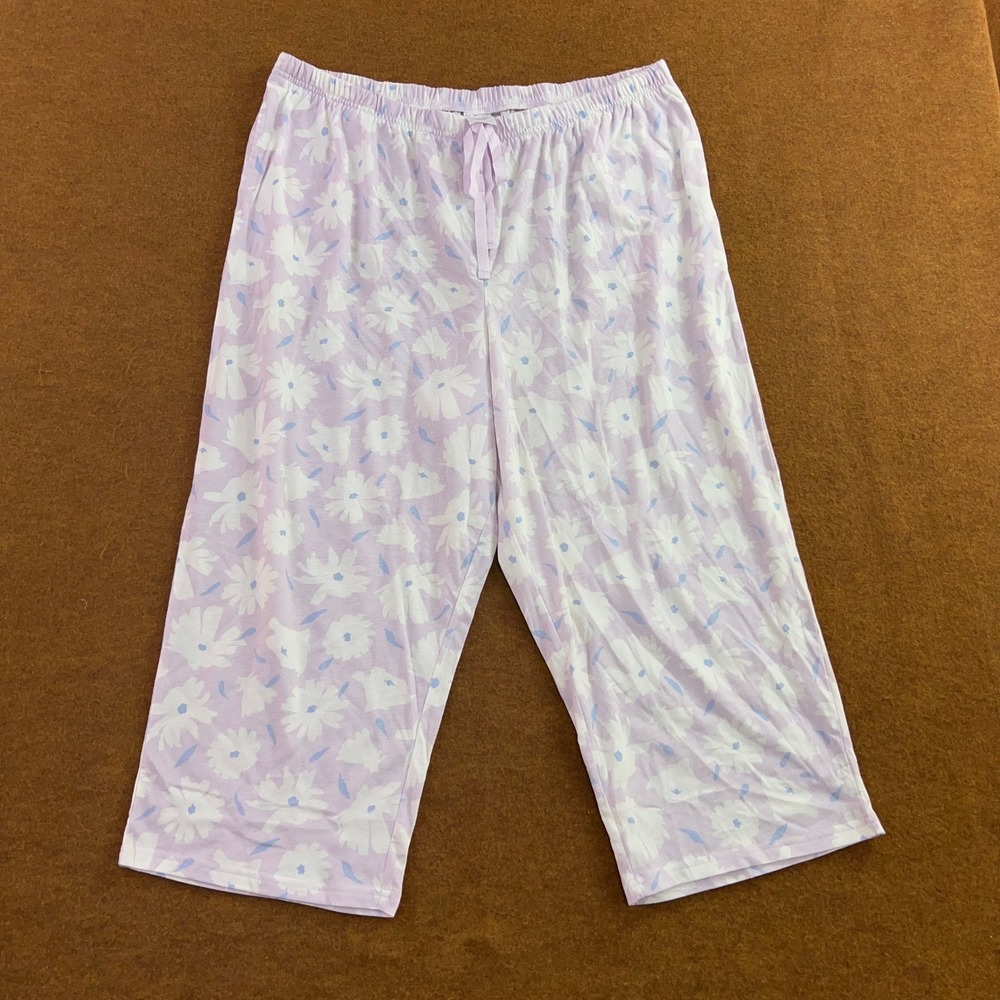 Croft & Barrow Womens XL Purple Floral 2 Piece Capri Pajama Set New - Picture 12 of 16